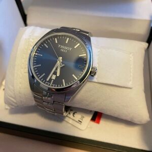 Tissot Silver and Blue Chronograph Watch